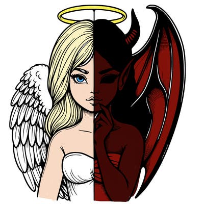 realistic angel half demon