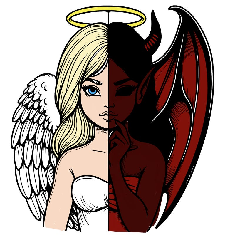 realistic angel half demon