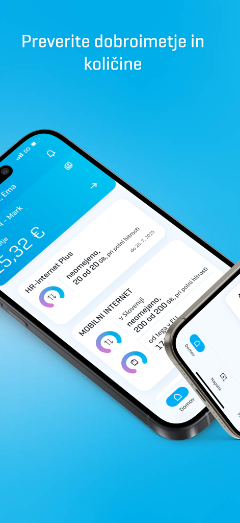 Smartphone displaying Moj Mobi app interface for checking mobile data and credit balance.