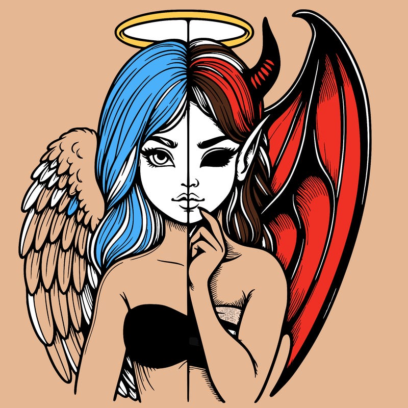 realistic angel half demon