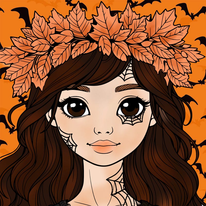 realistic girl with fall leaf crown