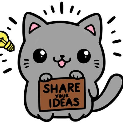 a cute cat saying share your ideas