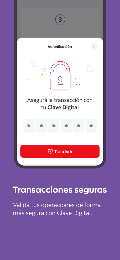 Secure transaction authentication screen in the Scotia Movil banking app