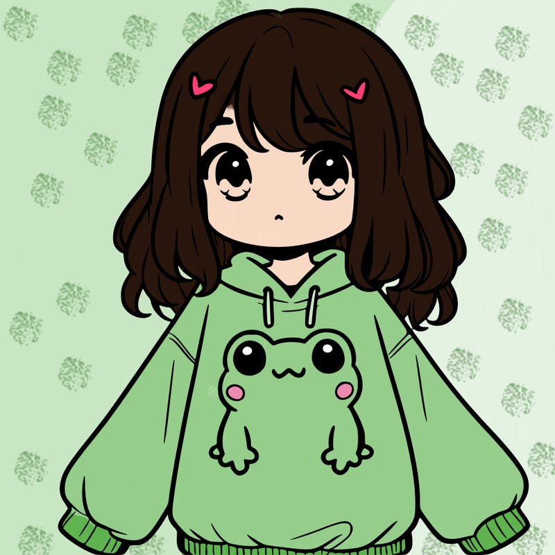 girl wearing frogging sweatshirt