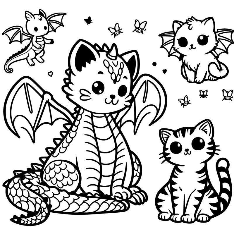 kitties and a dragon