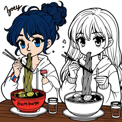 girls eating ramen