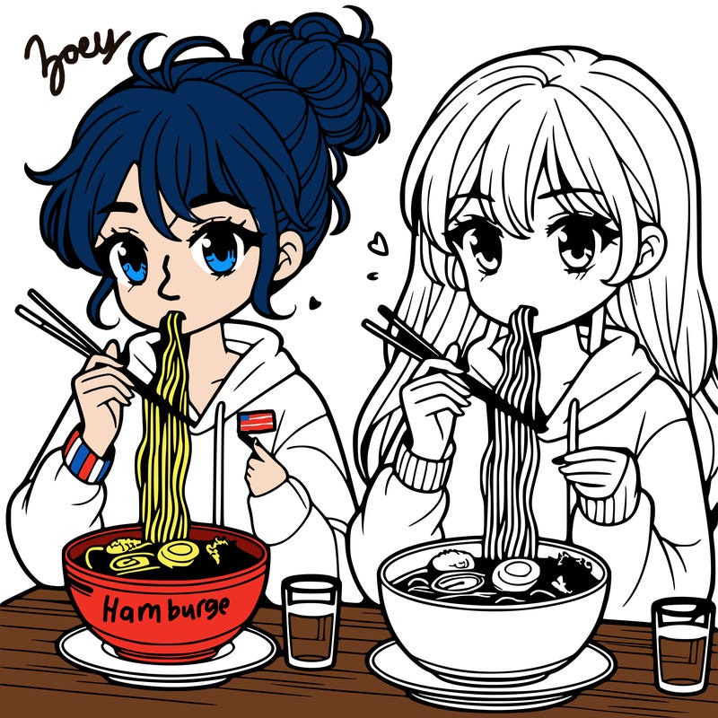 girls eating ramen
