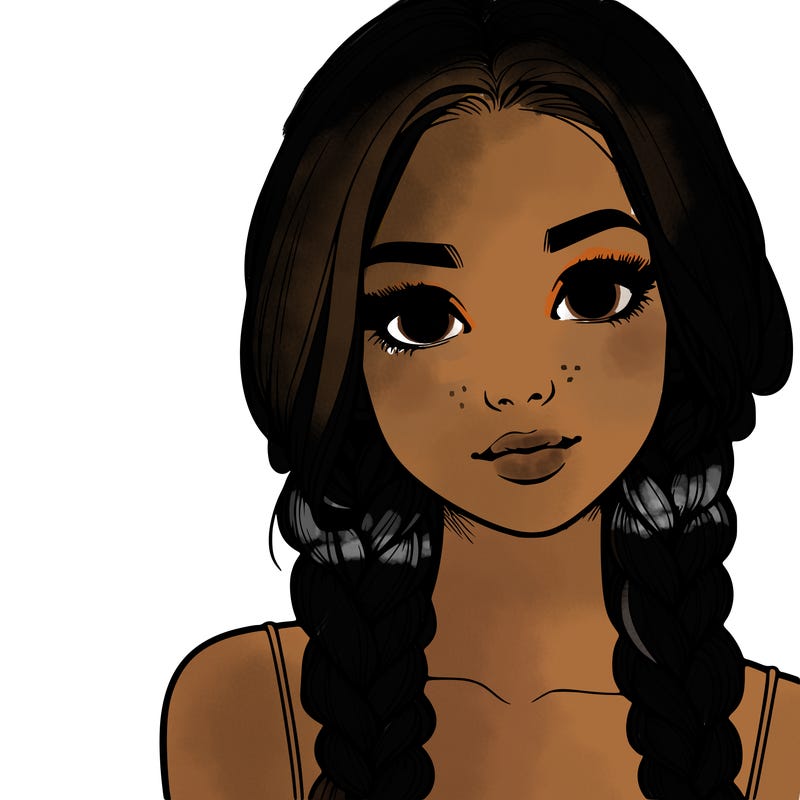 realistic girl with braids