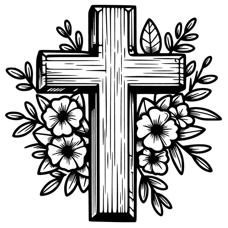 cross with flowers