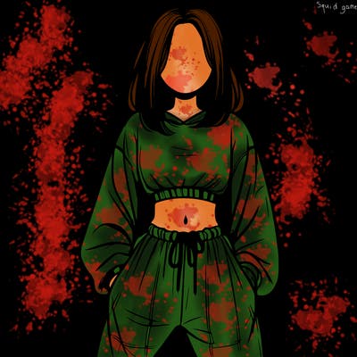 realistic girl faceless with baggy pants and a crop top