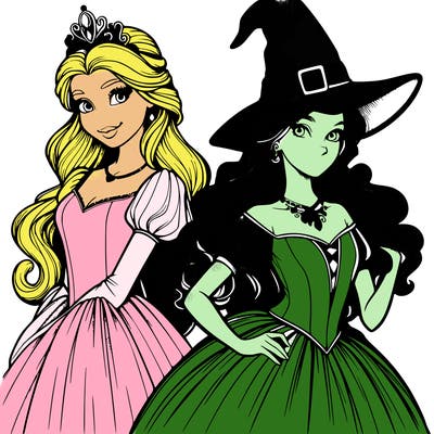 a realistic princess and a witch