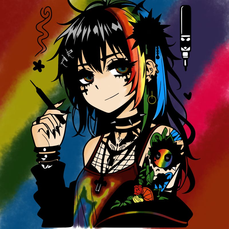 pretty and edgy gothic anime girl