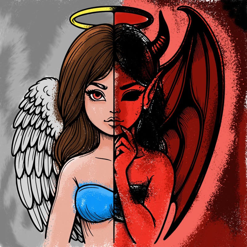 realistic angel half demon