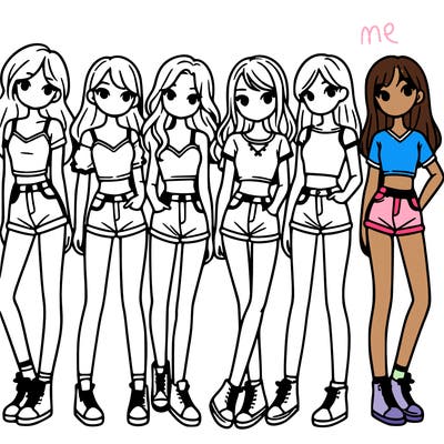 a group of girls wearing crop tops and shorts