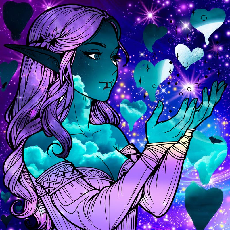 realistic elf girl doing magic