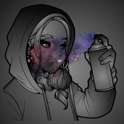 a realistic girl, spray painting