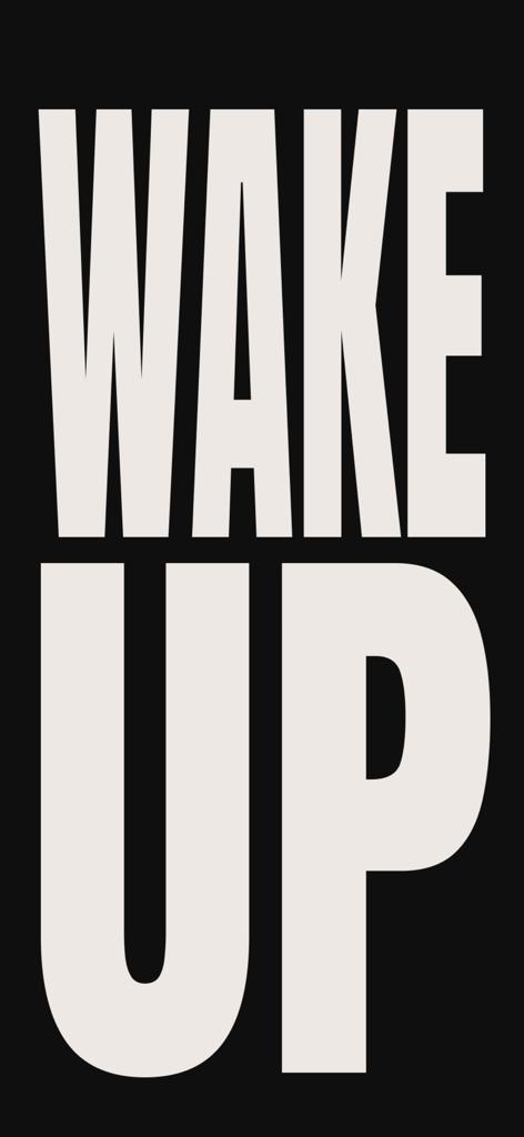 Wake Up: Quit Porn for 7 Days - Minimalistischer schwarz-weißer Splashscreen mit kräftigem vertikalen Text "Wake Up"