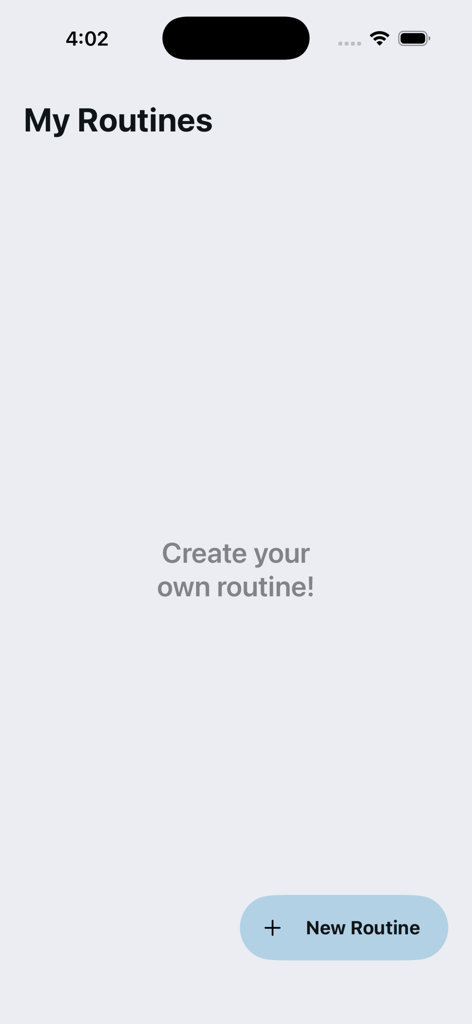 Uma interface minimalista para criar rotinas de treino personalizadas no aplicativo Tabata Timer.