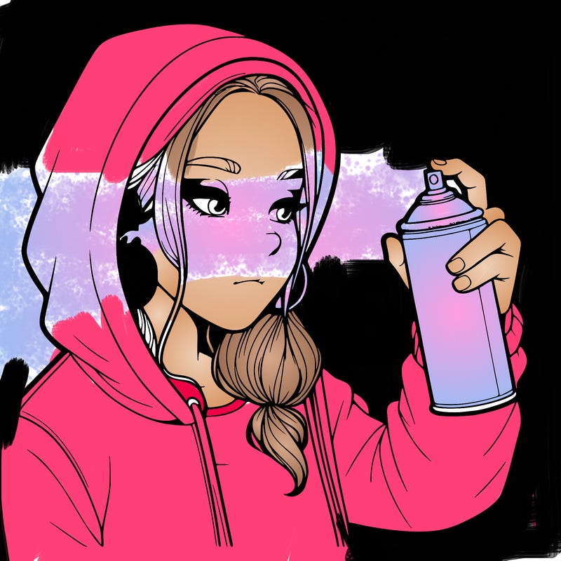 a realistic girl, spray painting