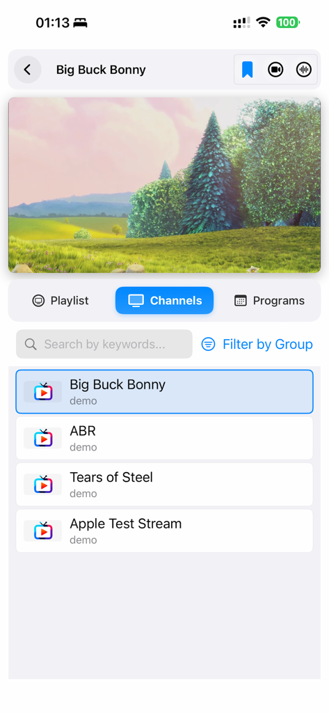 NanoTV - Interface of NanoTV app showing a channel list and a video preview