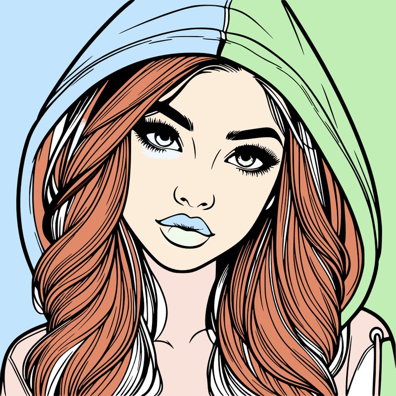 realistic beautiful girl with a hood on