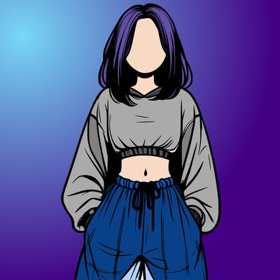 realistic girl faceless with baggy pants and a crop top