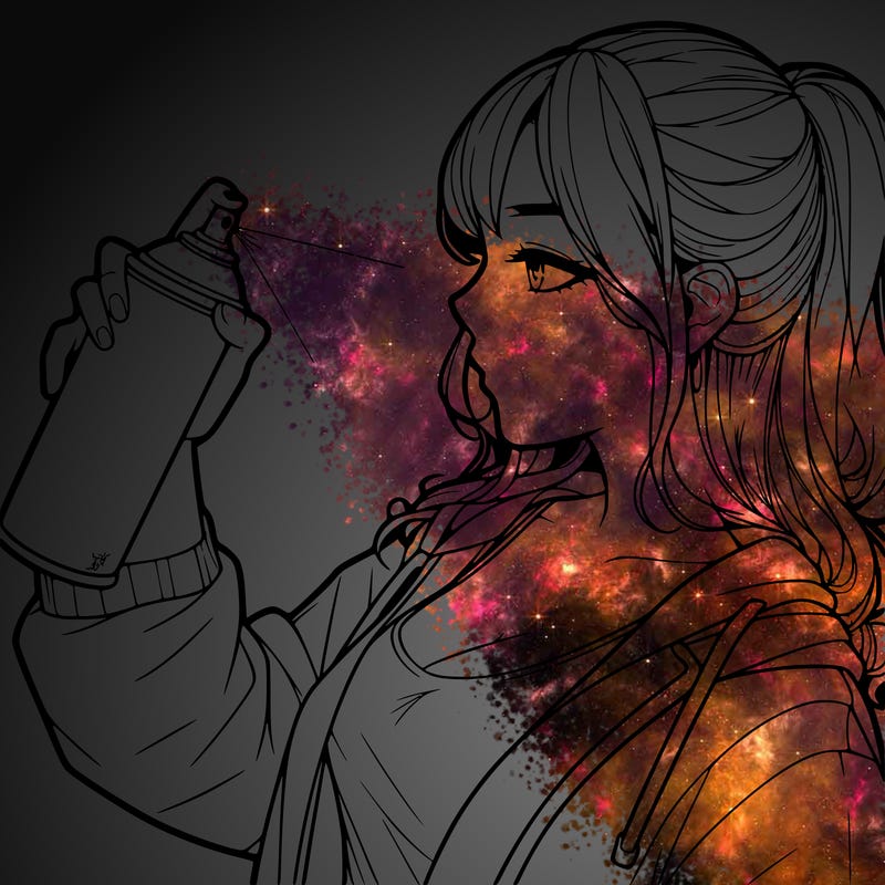 a realistic girl spray, painting