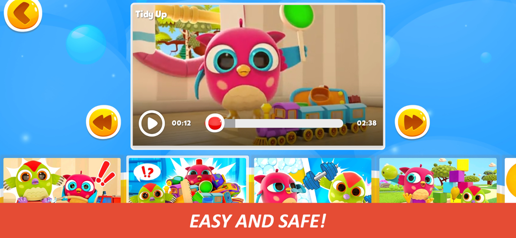 Reproductor de video seguro y fácil de usar para niños de Kapuki TV con dibujos animados educativos