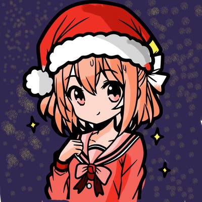 anime girl wearing a santa hat
