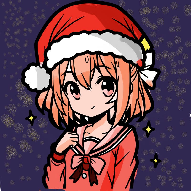 anime girl wearing a santa hat