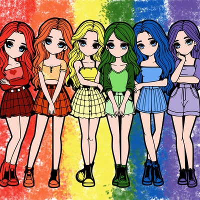 a group of girls realistic