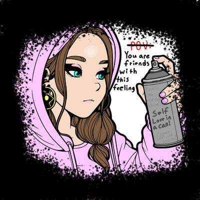 a realistic girl, spray painting