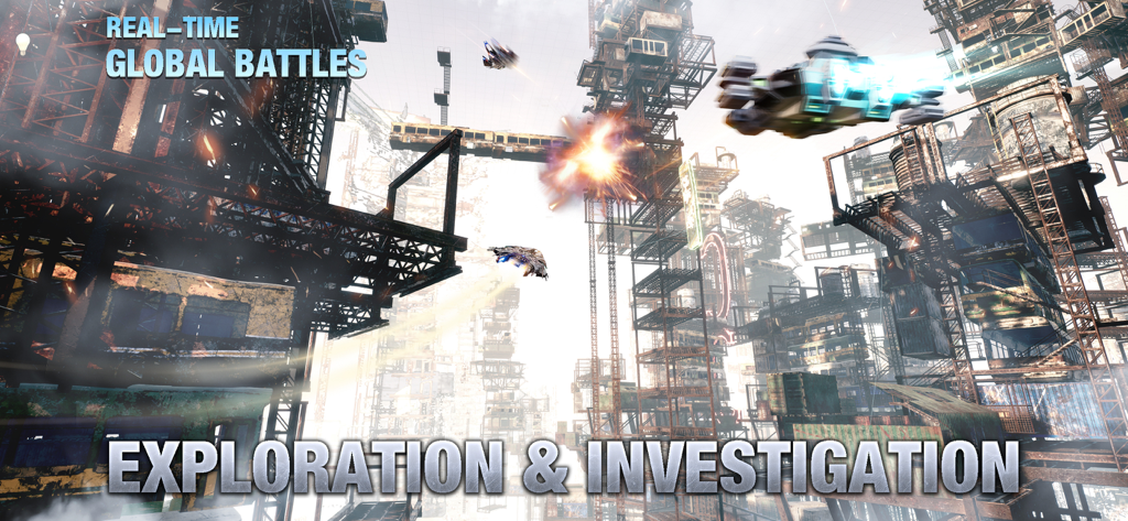 Sci-fi landscape featuring massive space structures and real-time global battles in Ark of War.