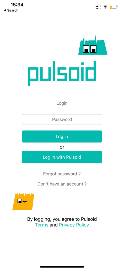 Pulsoid - Pulsoid app login screen with username and password input fields