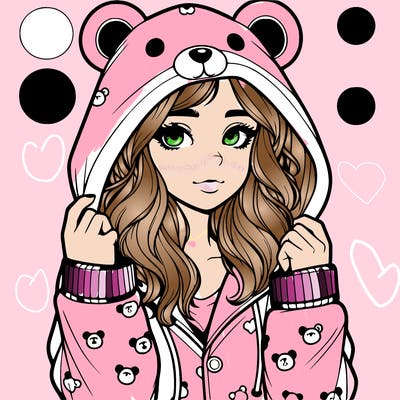 realistic girl in a animal pjs hoodie