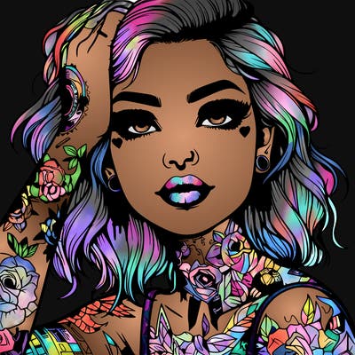 realistic girl with tattoos all over