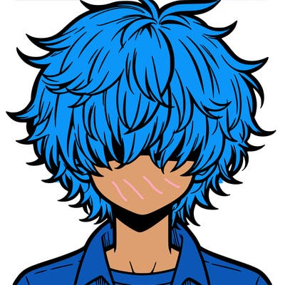 manga boy fluffy hair covering his eyes