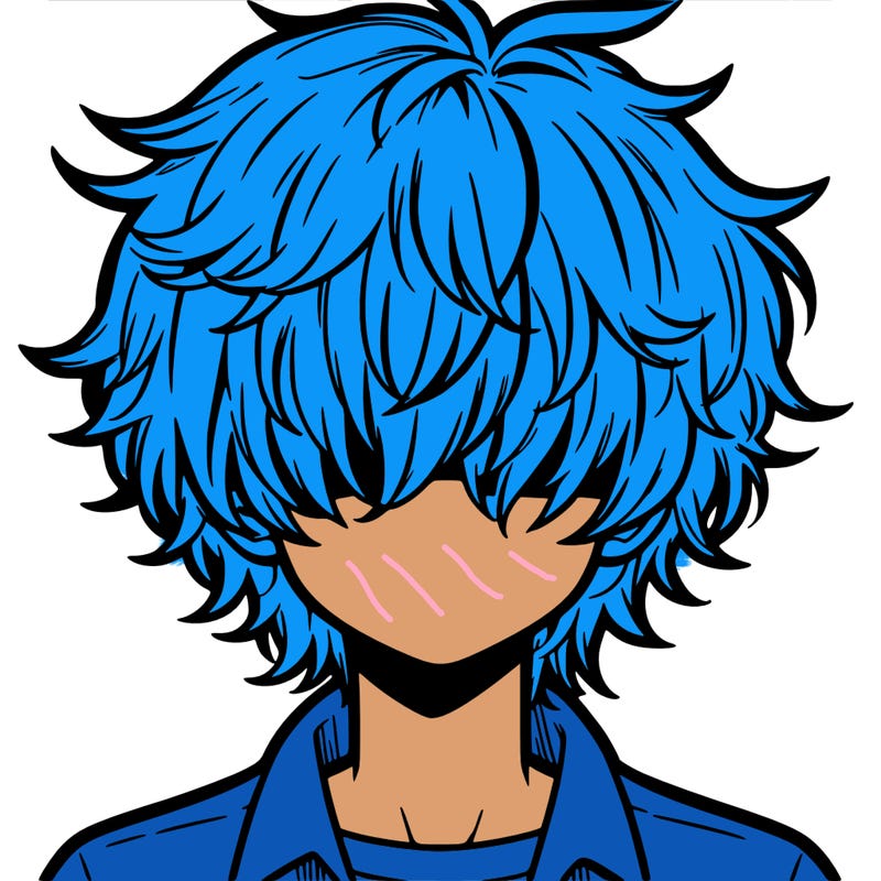 manga boy fluffy hair covering his eyes