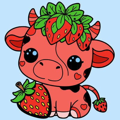 cute strawberry cow