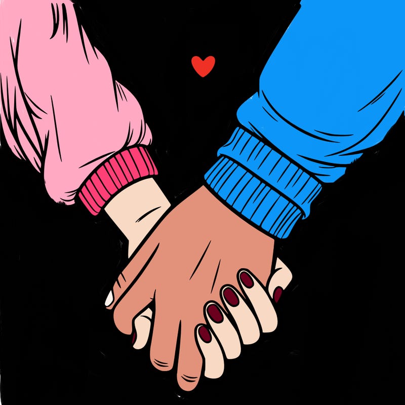 two holding hand one girl hand and one boy hand