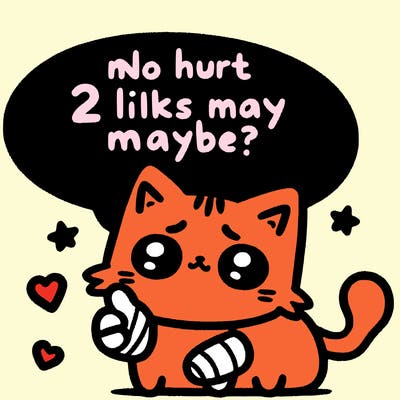cute cat thats been hurt saiying 2 likes maybe
