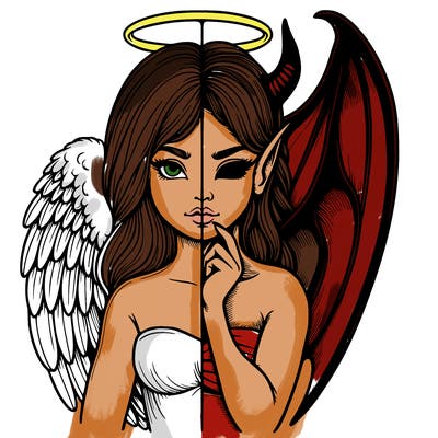 realistic angel half demon