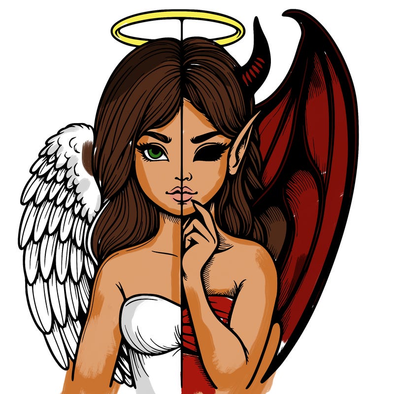 realistic angel half demon