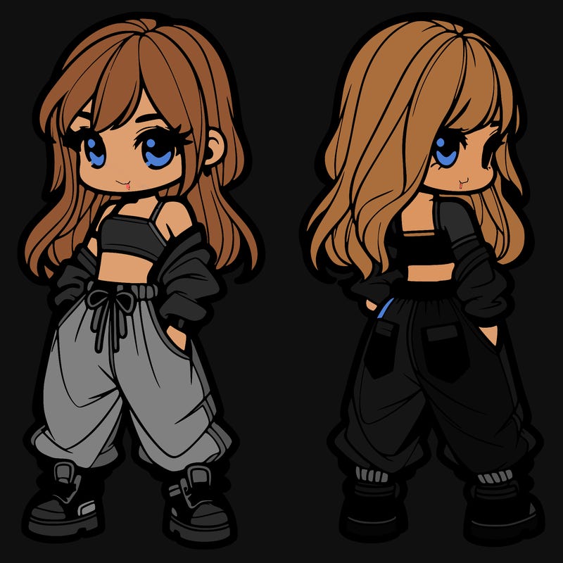 girl in crop top and baggy pants