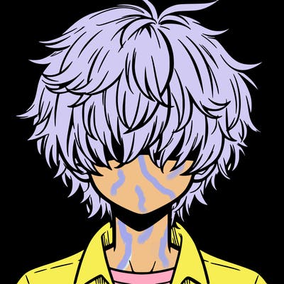 manga boy fluffy hair covering his eyes