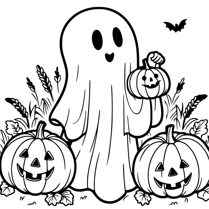 ghost with pumpkins