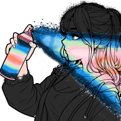 a realistic girl spray, painting