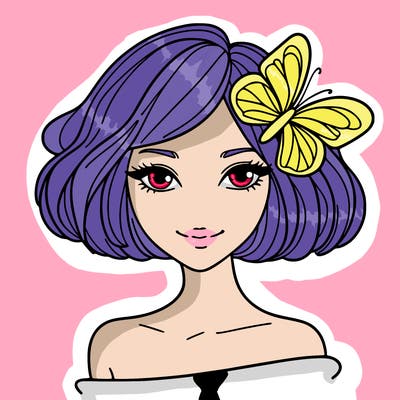 woman with butterfly short hair