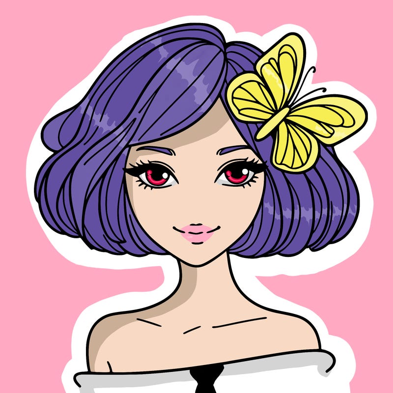 woman with butterfly short hair