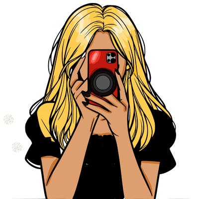 a realistic girl holding her phone taking pictures